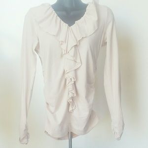 CAbi Pale Pink Women's Ruched Cotton Blend Blouse